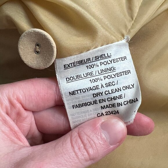 Vintage 90s Y2K Long Faux Suede Leather Peacoat Trench Jacket Quiet Luxury Coat - Picture 8 of 9